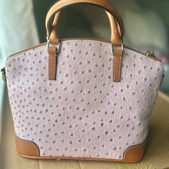 Dooney & Bourke Charlie Satchel in Pink Ostrich - Picture 2 of 7